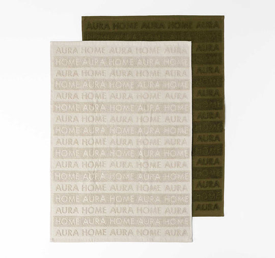 Ava Australian Cotton 2 Pack Tea Towel Natural and Khaki