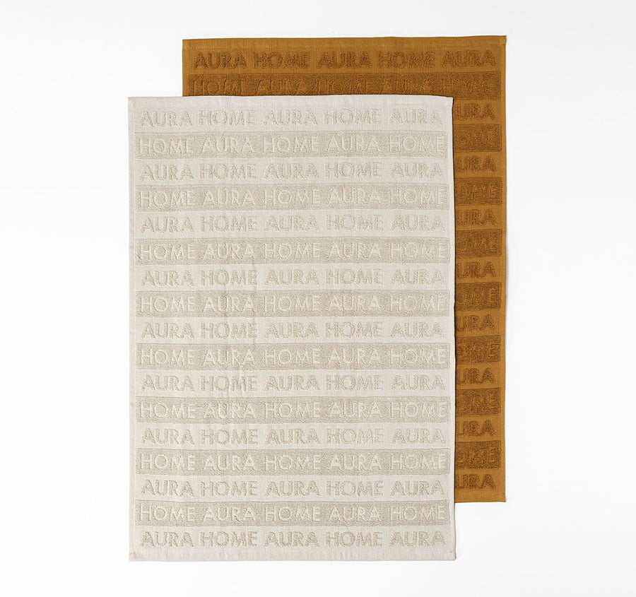 Ava Australian Cotton 2 Pack Tea Towel Natural and Bronze