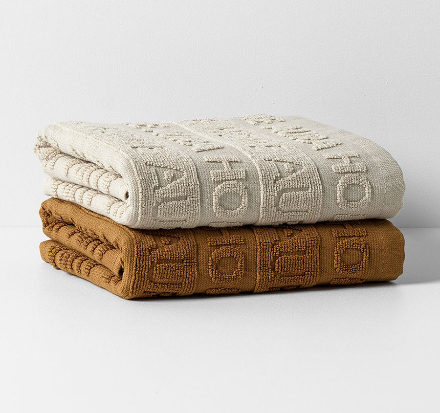 Ava Australian Cotton 2 Pack Tea Towel Natural and Bronze