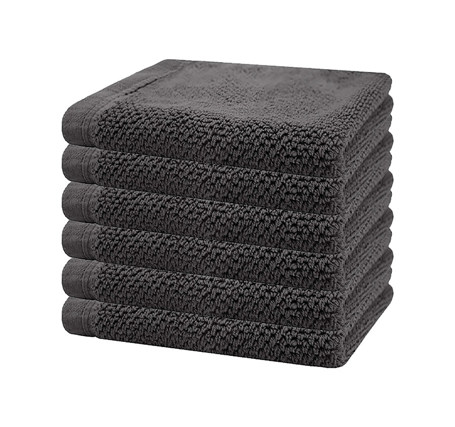 Angove 6 Piece 600GSM Cotton Face Washer Set Charcoal