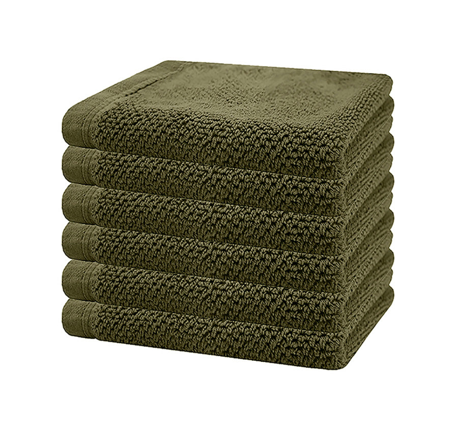 Angove 6 Piece 600GSM Cotton Face Washer Set Olive