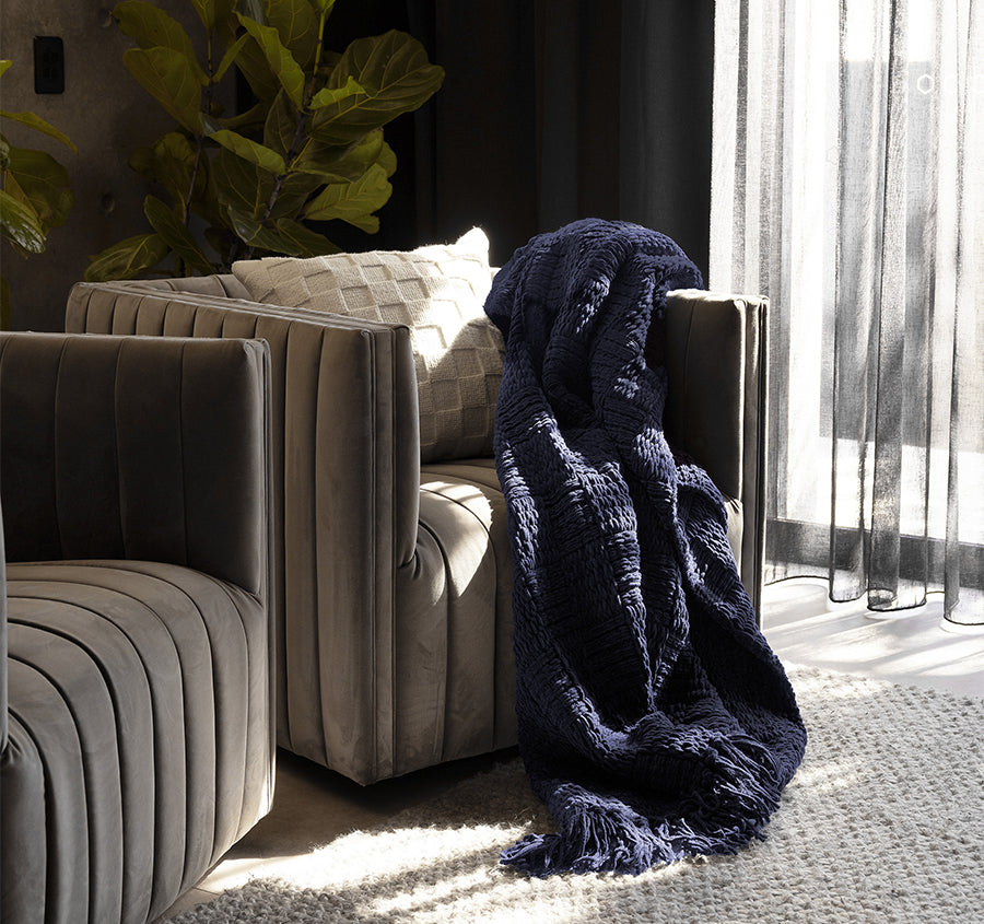 Asha 130x200cm Throw Rug Navy