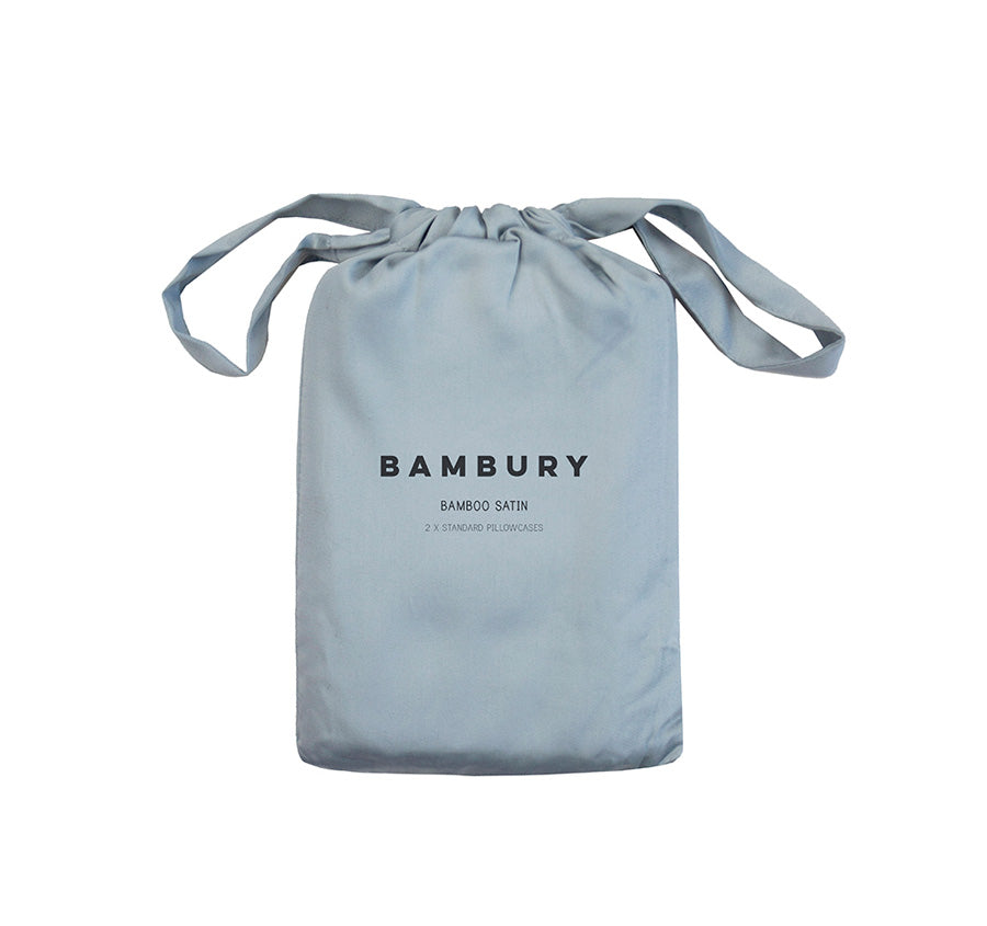 Bamboo Satin Standard Pillowcase Pair Slate Blue