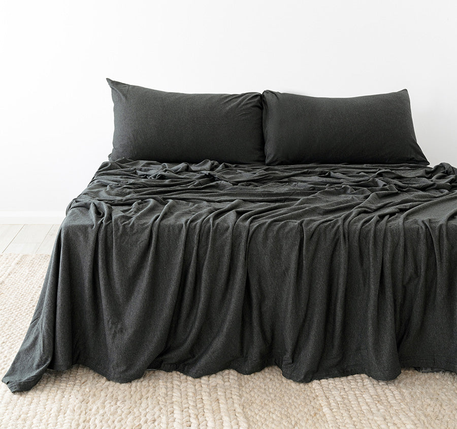 Bed T Organica Mega Sheet Set Range Charcoal