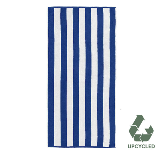 Cabana Stripe Upcycled Cotton 75x150cm Beach Towel Blue