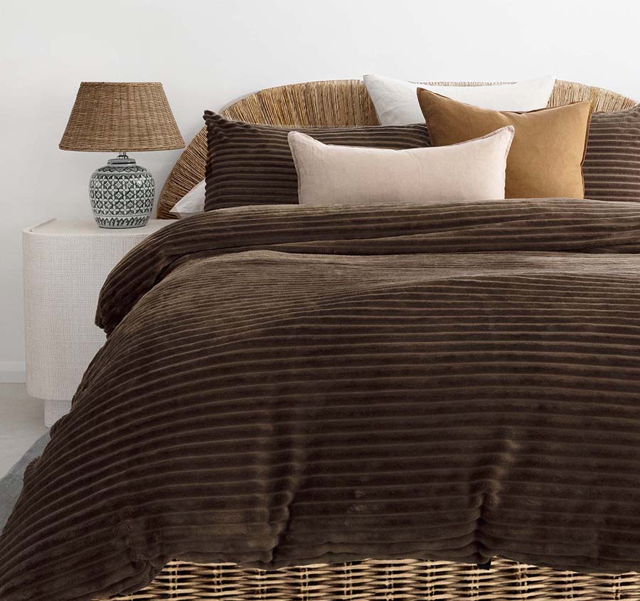 Channel Quilt Cover Set Range Chocolate