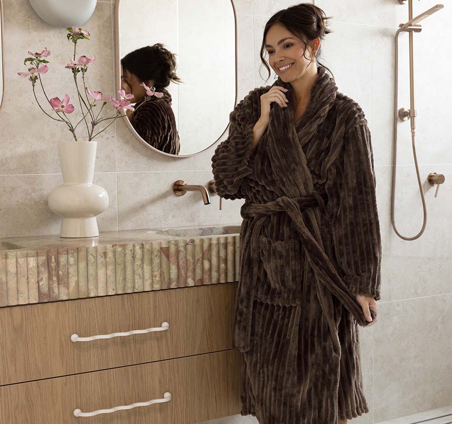 Channel Bathrobe Range Chocolate