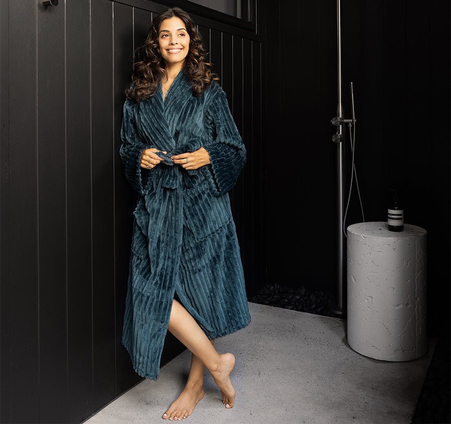 Channel Bathrobe Range Petrol