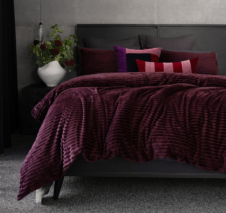 Channel Quilt Cover Set Range Plum