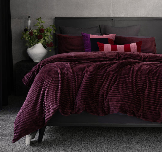 Channel Quilt Cover Set Range Plum