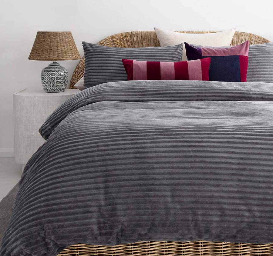 Channel Quilt Cover Set Range Steel