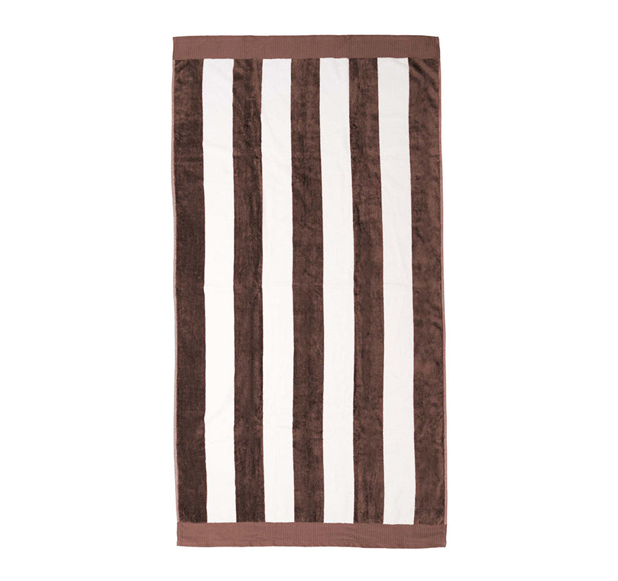 Classic Stripe 95x175cm Beach Towel Cocoa