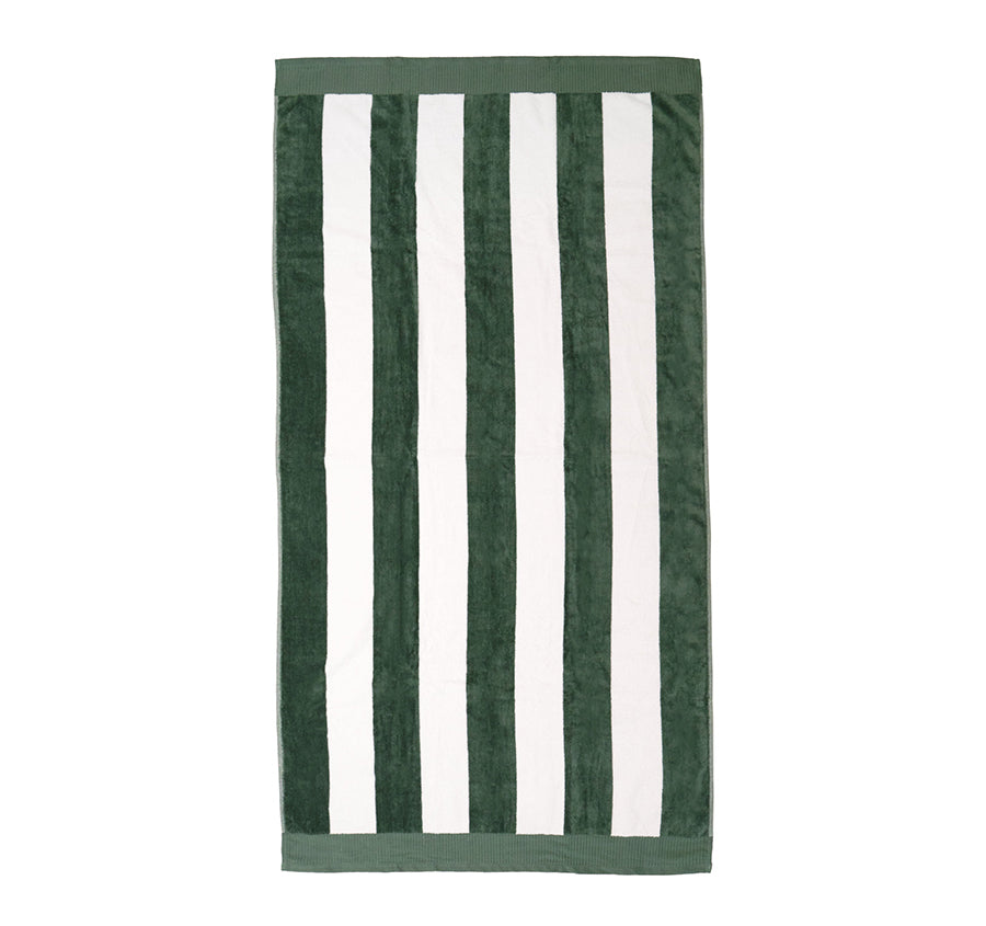 Classic Stripe 95x175cm Beach Towel Moss