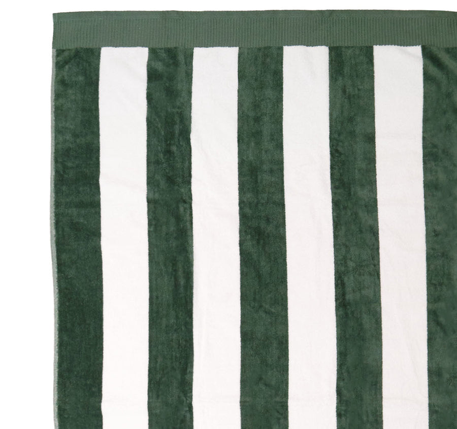 Classic Stripe 95x175cm Beach Towel Moss