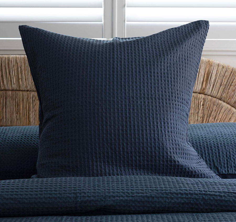 Dorset Waffle European Pillowcase Navy
