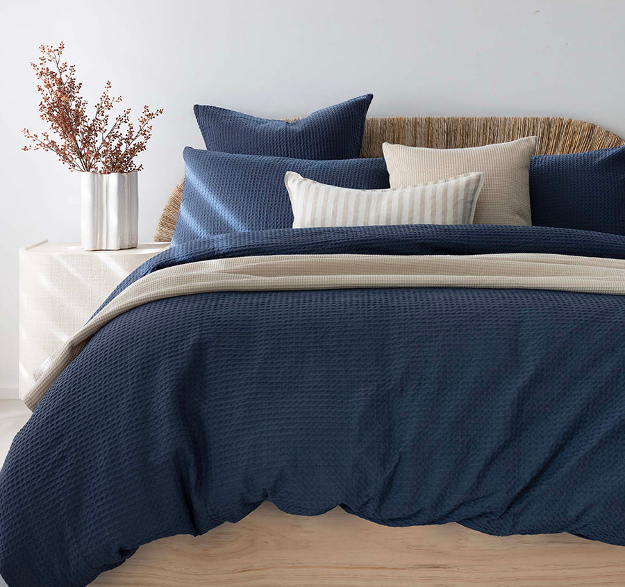 Dorset Waffle European Pillowcase Navy