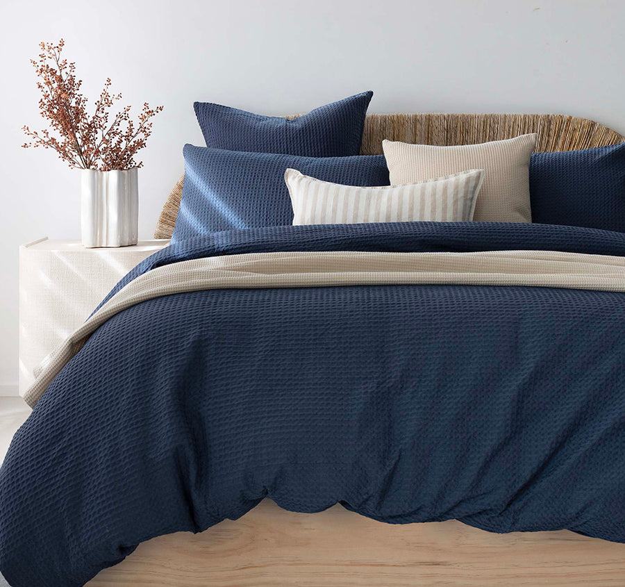 Dorset Waffle Quilt Cover Set Range Navy