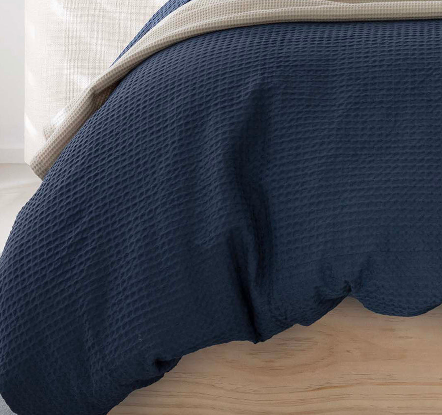 Dorset Waffle Quilt Cover Set Range Navy
