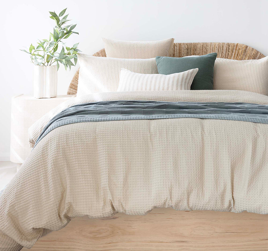 Dorset Waffle Quilt Cover Set Range Stone