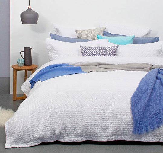 Elise Quilt Cover Set Range White