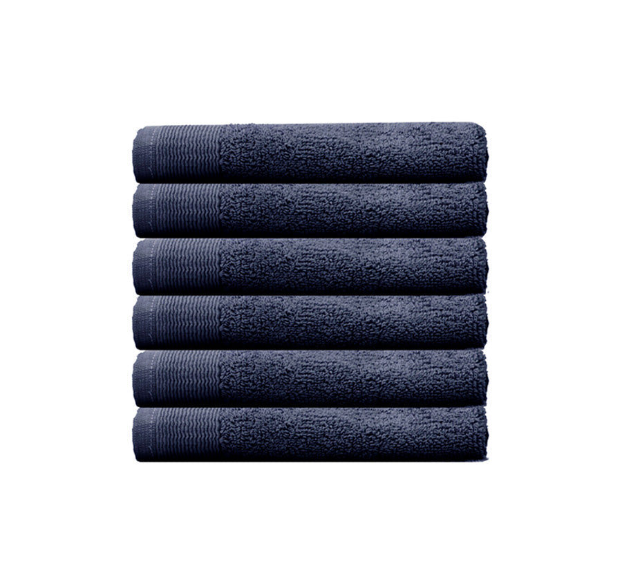 Elvire 6 Piece 600GSM Cotton Face Washer Set Navy