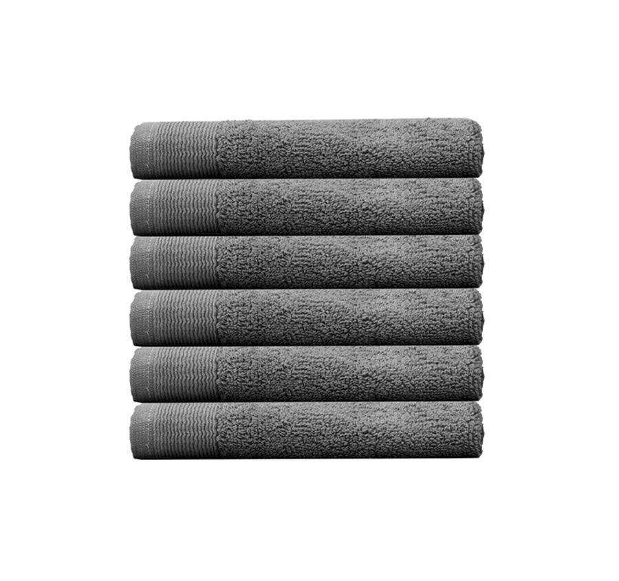 Elvire 6 Piece 600GSM Cotton Face Washer Set Pewter