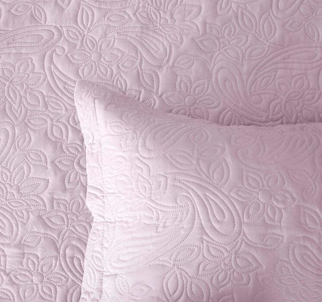 Embossed Paisley Coverlet Set Range Dusk