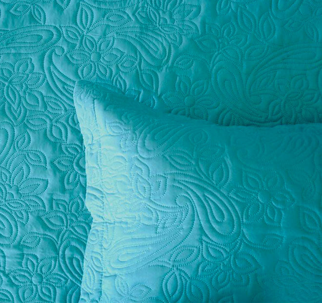 Embossed Paisley Queen to King Bed Coverlet Set Peacock