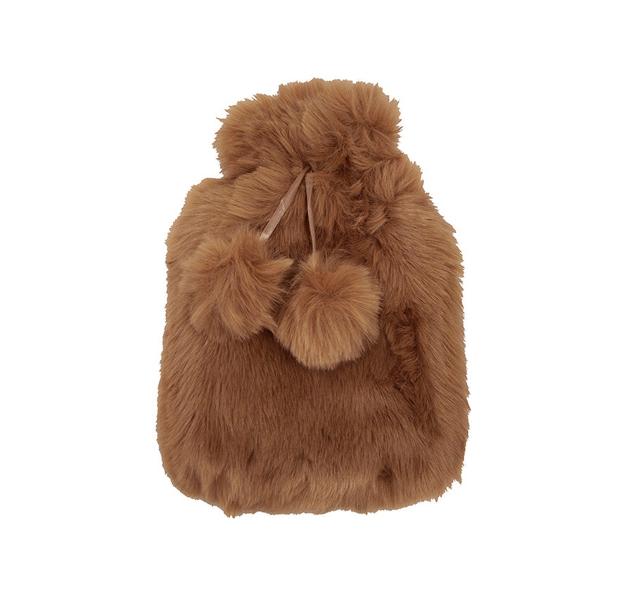 Faux Fur Plain Hot Water Bottle Fawn
