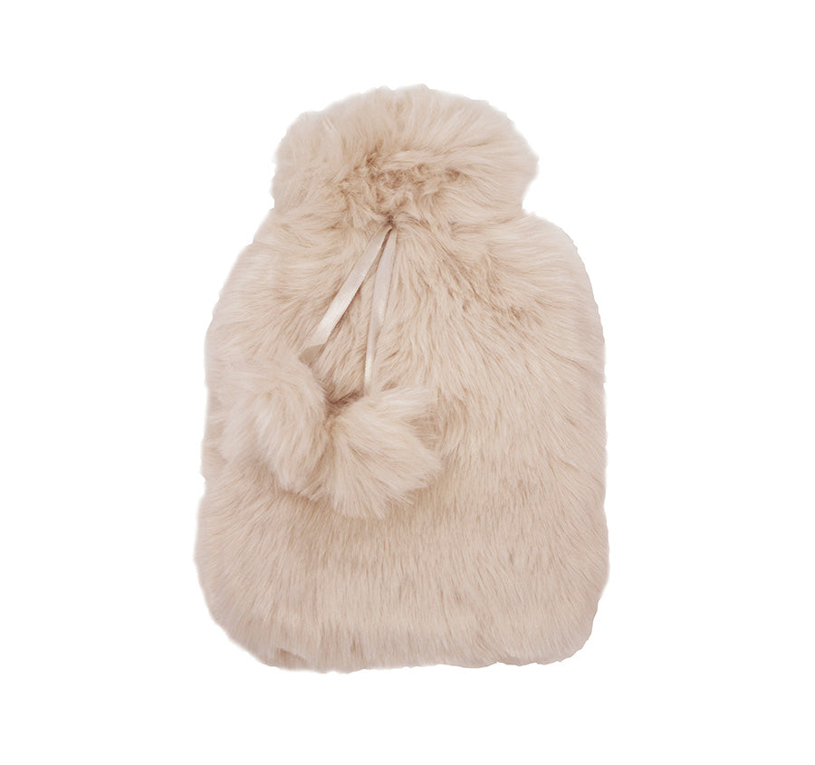 Faux Fur Plain Hot Water Bottle Rosewater