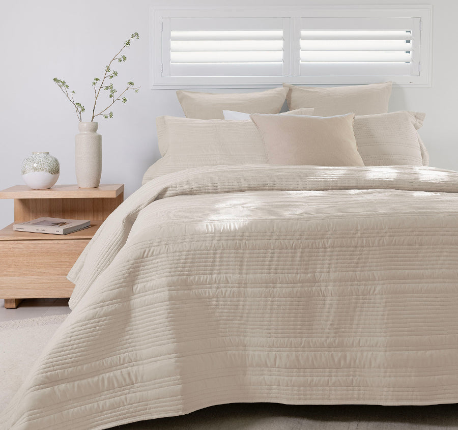 Flinders Coverlet Set Range Pebble