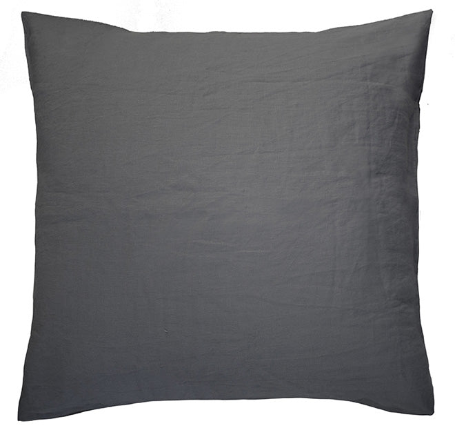 French Linen European Pillowcase Charcoal