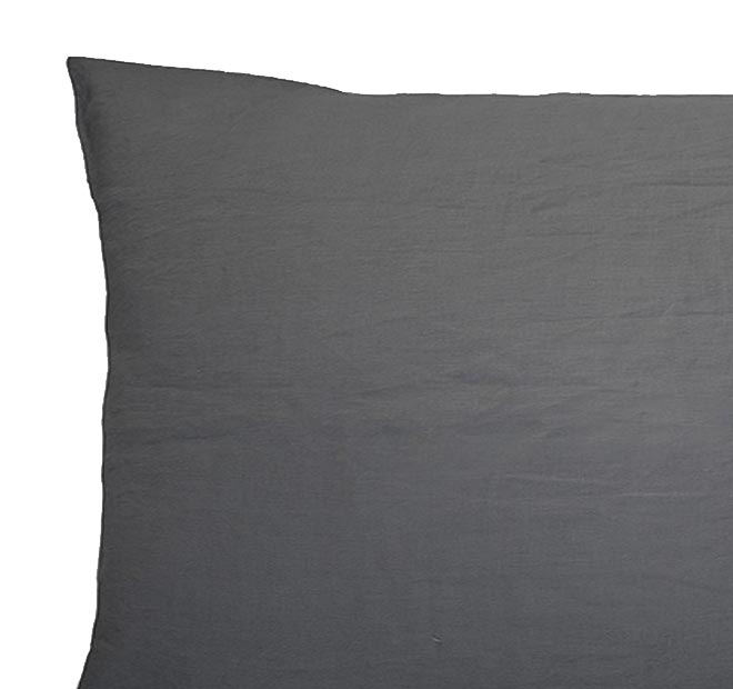 French Linen Standard Pillowcase Pair Charcoal