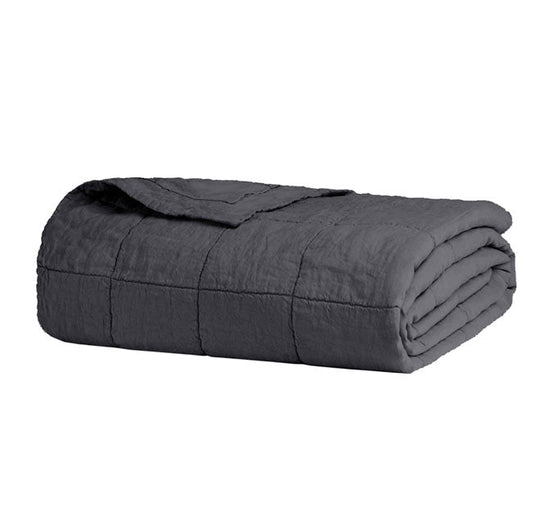 French Linen Coverlet Charcoal