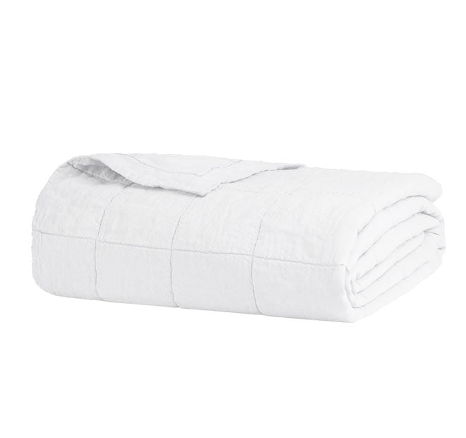 French Linen Queen Bed to King Bed Coverlet Snow