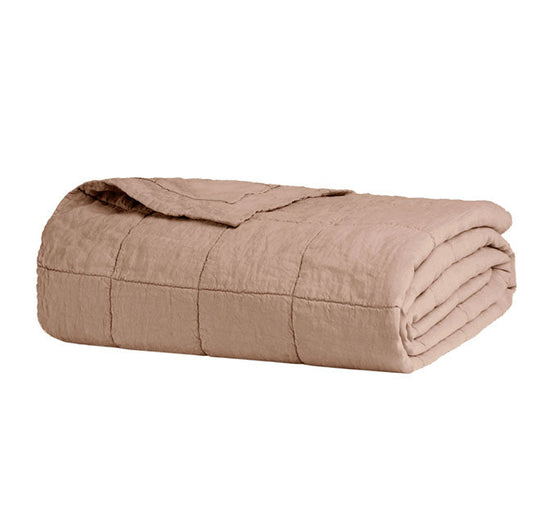 French Linen Coverlet Tea Rose