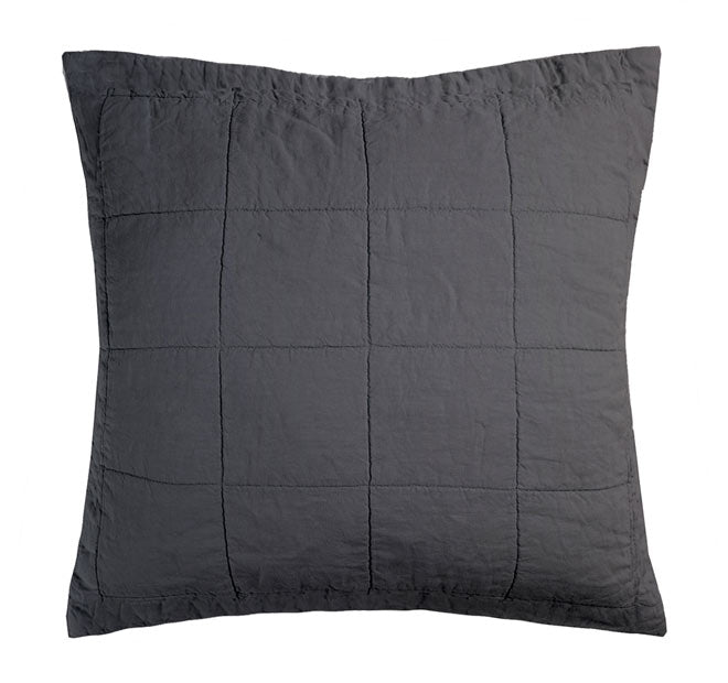 French Linen Queen Bed to King Bed Coverlet Charcoal