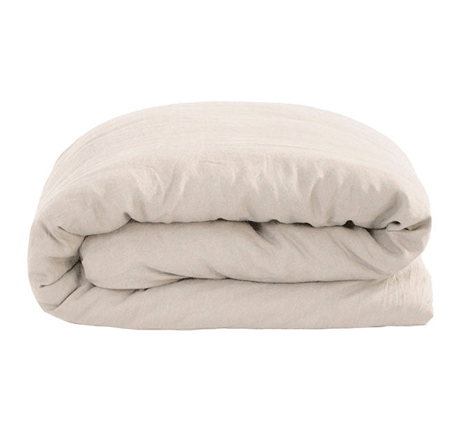 French Linen Quilt Cover Set Range Pebble