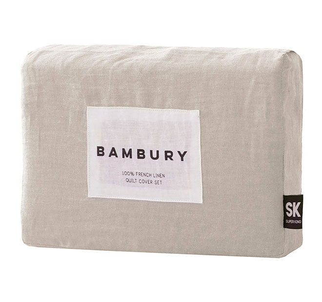 French Linen Quilt Cover Set Range Pebble
