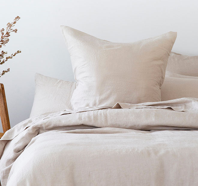 French Linen European Pillowcase Pebble
