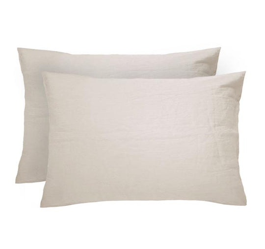 French Linen Standard Pillowcase Pair Pebble