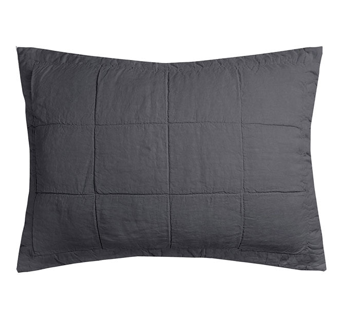 French Linen Queen Bed to King Bed Coverlet Charcoal