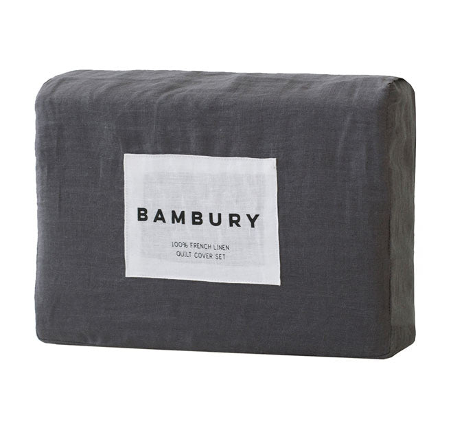 French Linen Quilt Cover Set Range Charcoal