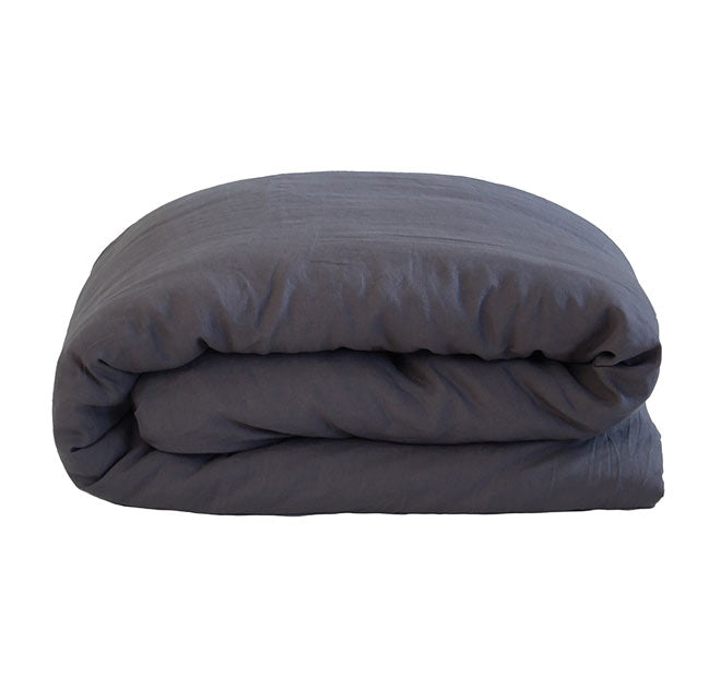 French Linen Quilt Cover Set Range Charcoal