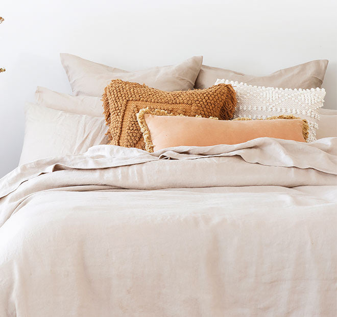 French Linen Quilt Cover Set Range Pebble