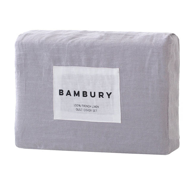 French Linen Quilt Cover Set Range Silver