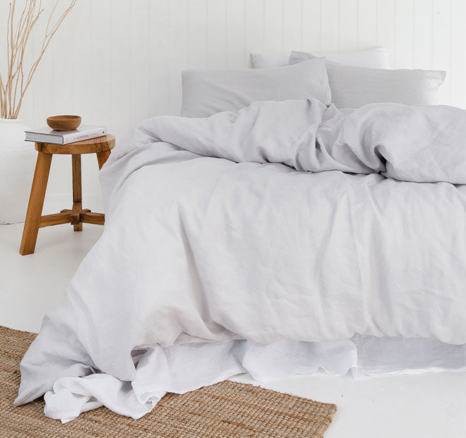 French Linen Quilt Cover Set Range Silver