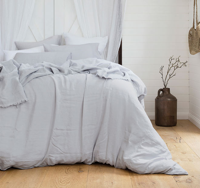 French Linen Quilt Cover Set Range Silver