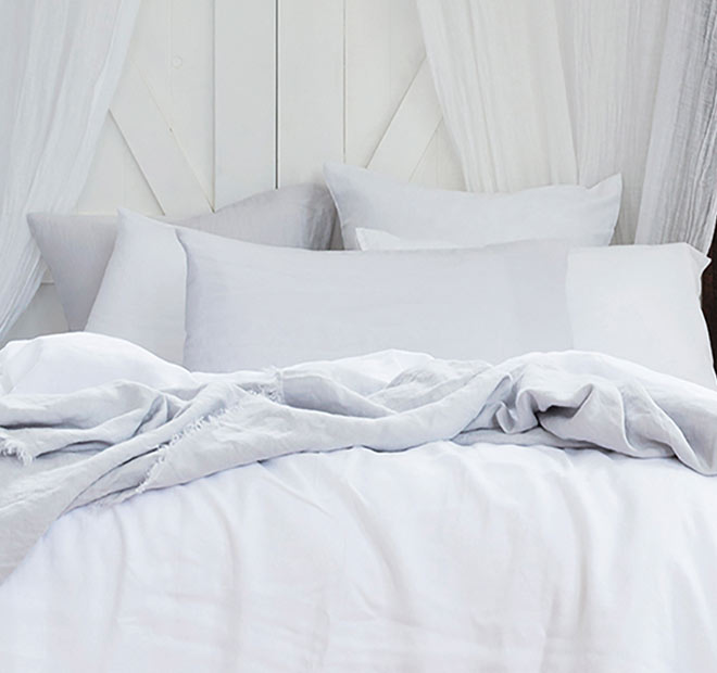 French Linen Quilt Cover Set Range Snow