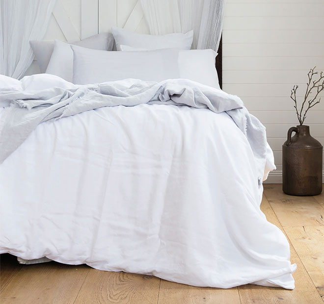 French Linen Quilt Cover Set Range Snow
